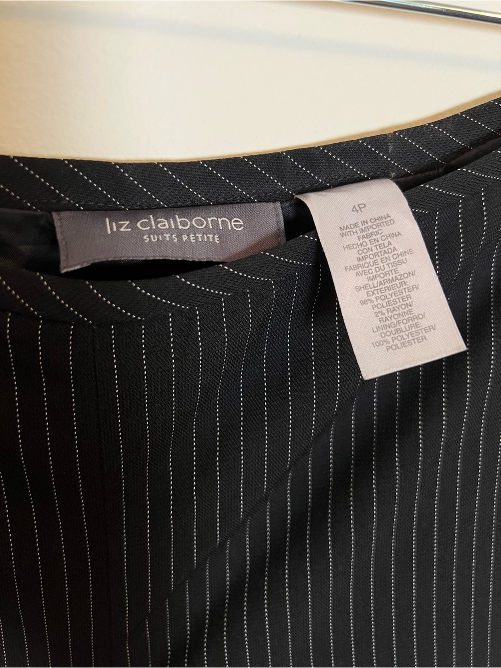 Liz Claiborne Black Pinstripe Petite Suit Pant